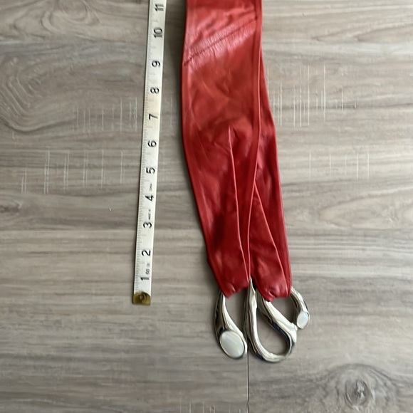 Vintage Salena’s Collection Red Leather Belt with Gemstone Buckle - Picture 5 of 12
